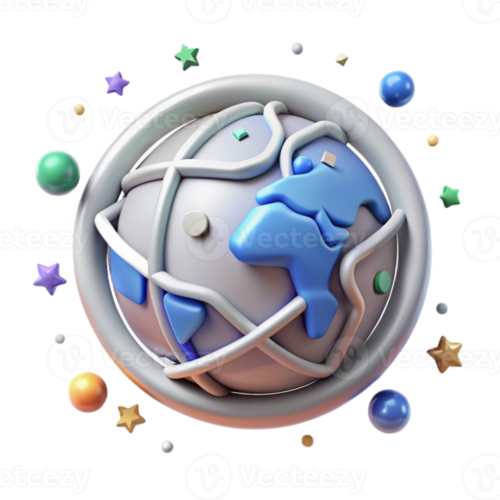 serene artistic Outline World Icon Cutout for Global Concepts exclusive png