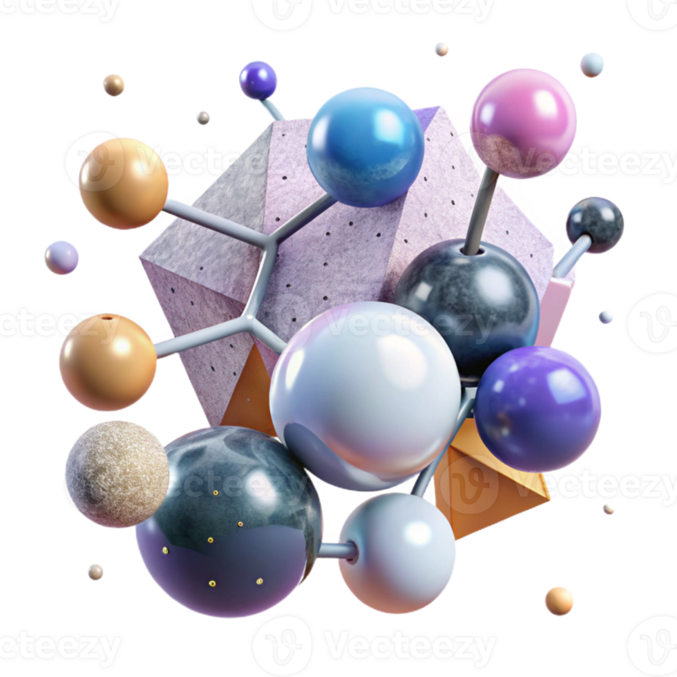 vibrant abstract Oxygen Molecule Structure Chemistry Isolated for Science Projects genuine png