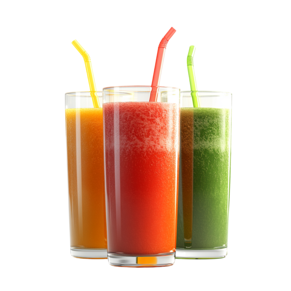 Fresh Juice Blend with Colorful Straws png