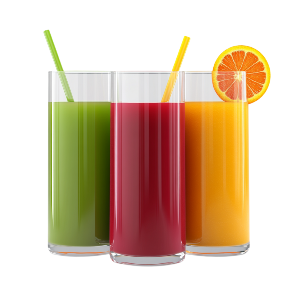 Fresh Juice Variety with Orange Slice png