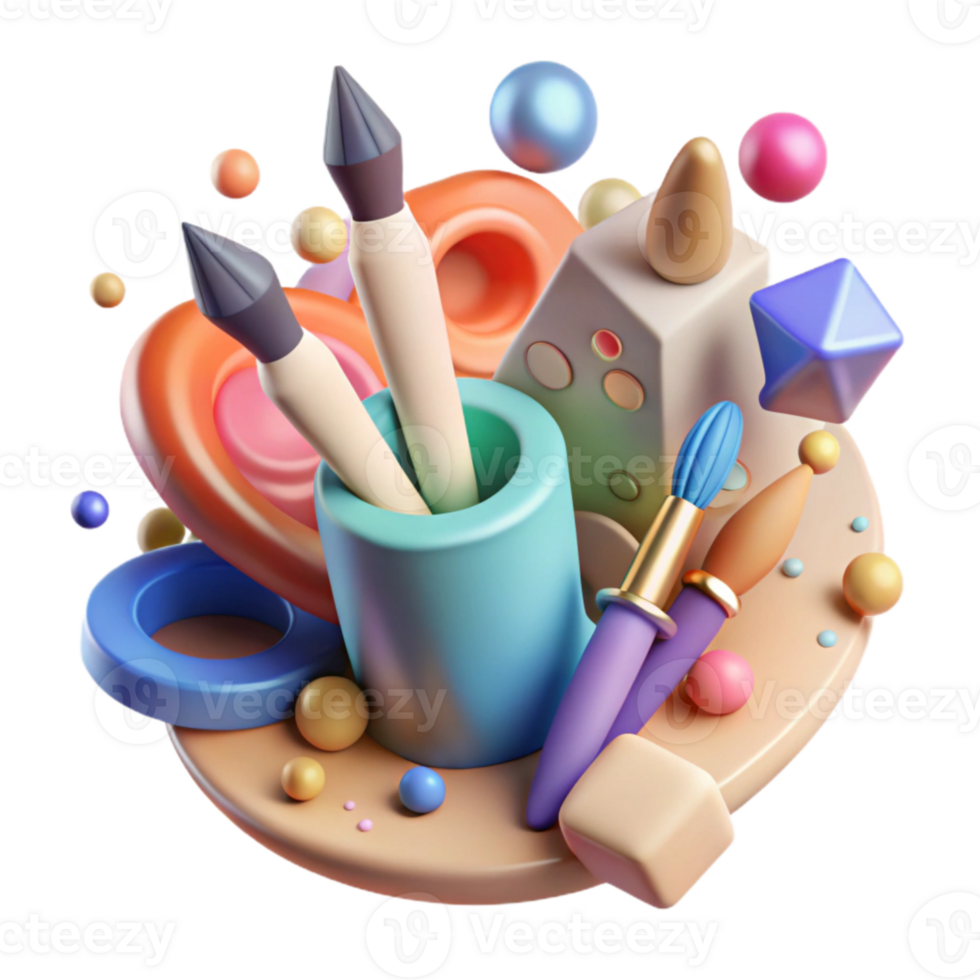 elegant modern Paintbrush Art Supplies Cutout for Creative Projects detailed png