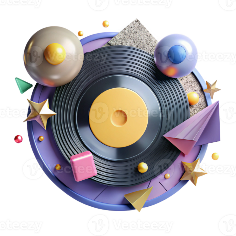 dramatic artistic Painting a Vinyl Record Cutout authentic png
