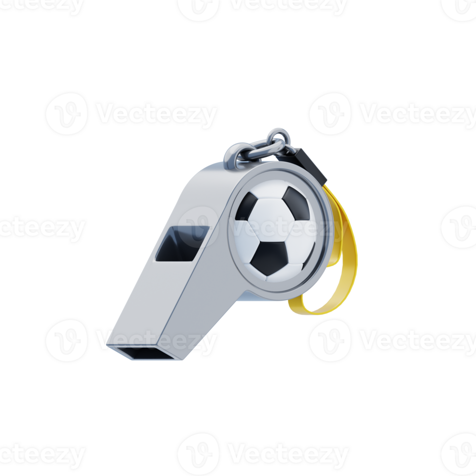 Football Whistle 3D Icon. Referee Whistle 3D Icon png