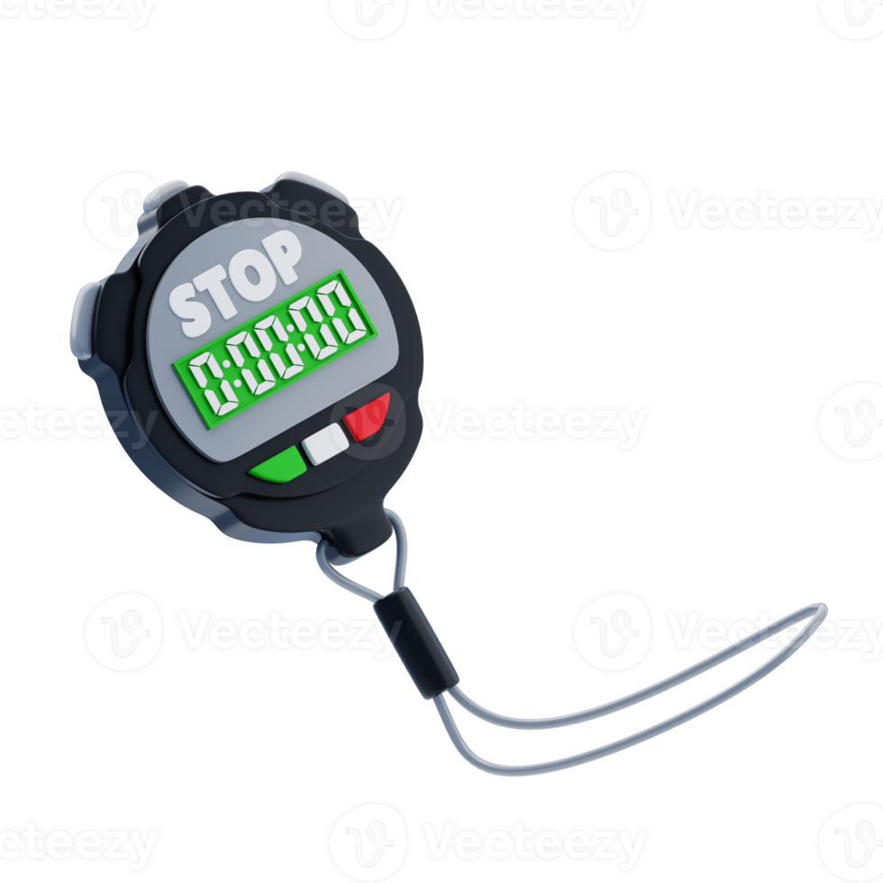 Digital Stopwatch 3D Icon. Sports timing device 3d icon png