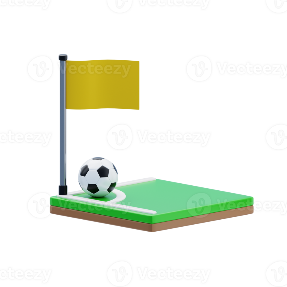 Corner Flag 3D Icon. Soccer corner flag 3d icon png