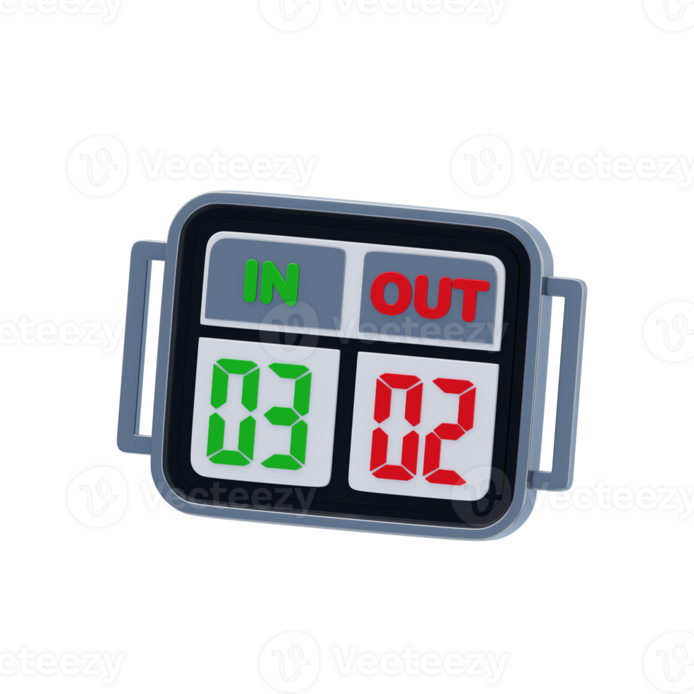 Substitution Board 3D Icon. Soccer game substitution 3d icon png