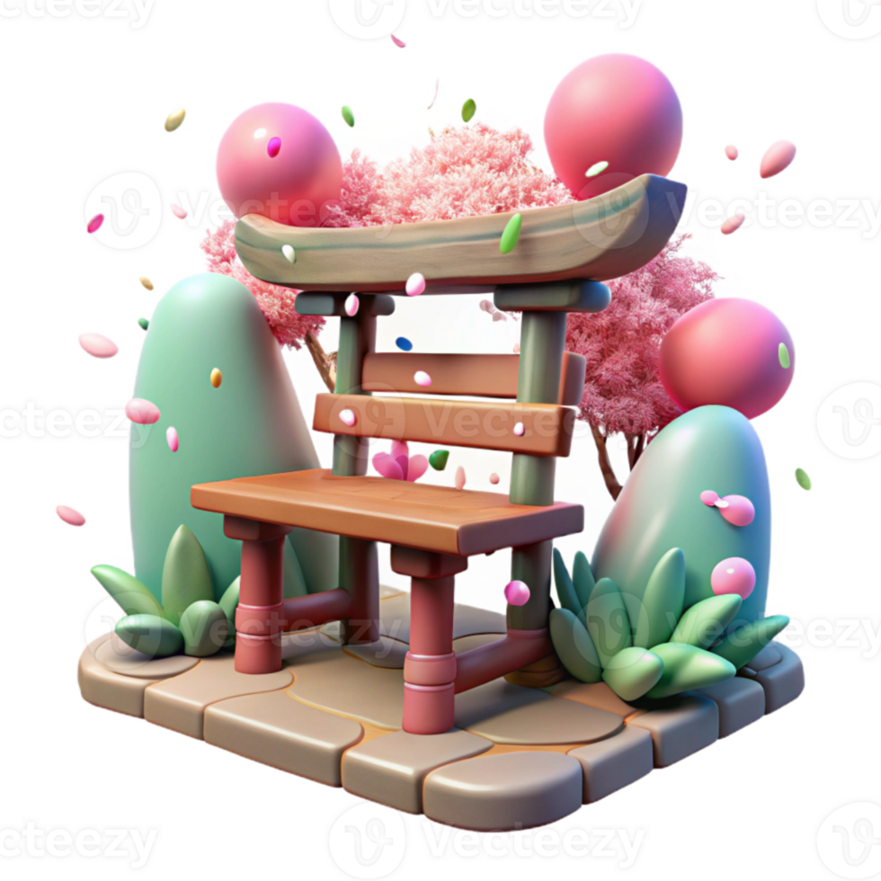 extraordinary rustic Park Bench in Japanese Garden Isolated for Zen Garden Design exclusive png