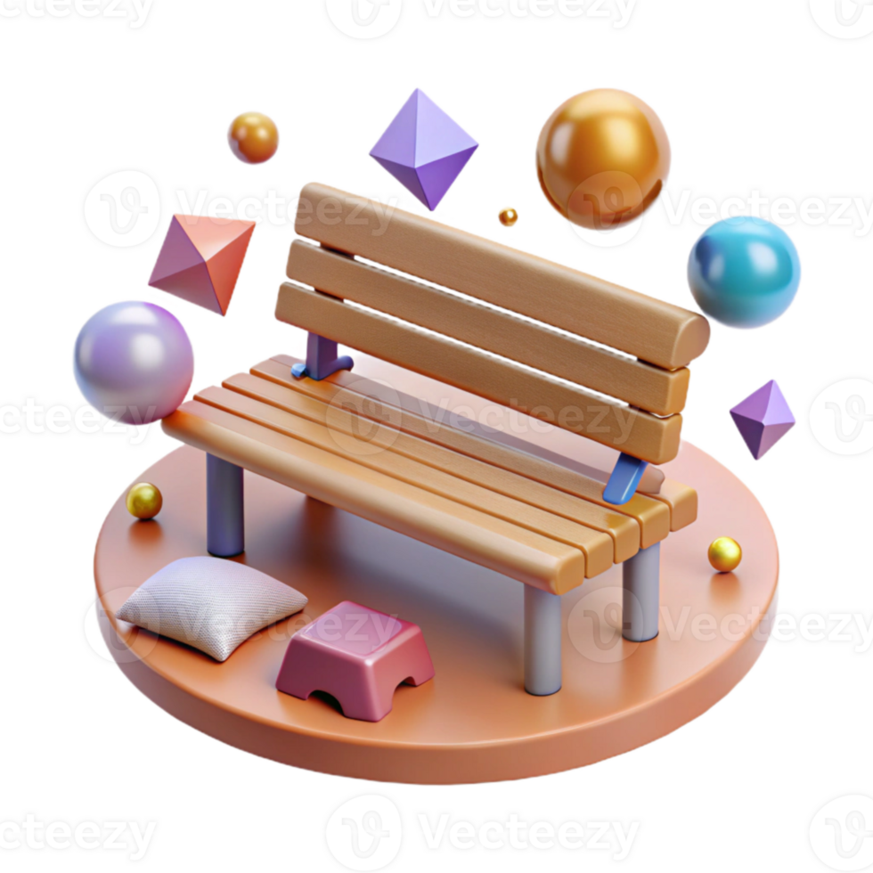 elegant abstract Park Bench Top View Empty Seat Cutout for Map Design png