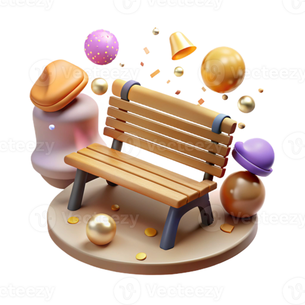 serene creative Park Bench Top View Empty Seat Cutout for Map Design detailed png