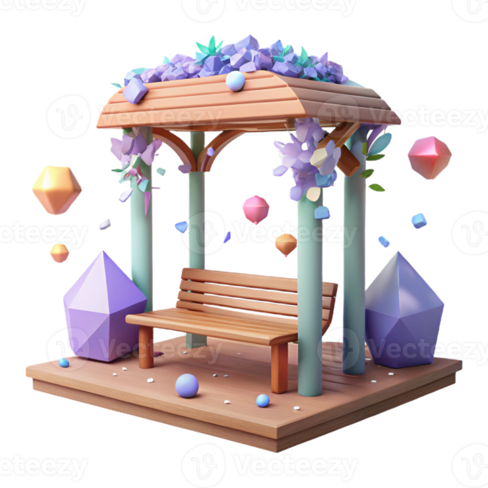 dramatic modern Park Bench Under Pergola Cutout for Garden Structure exclusive png