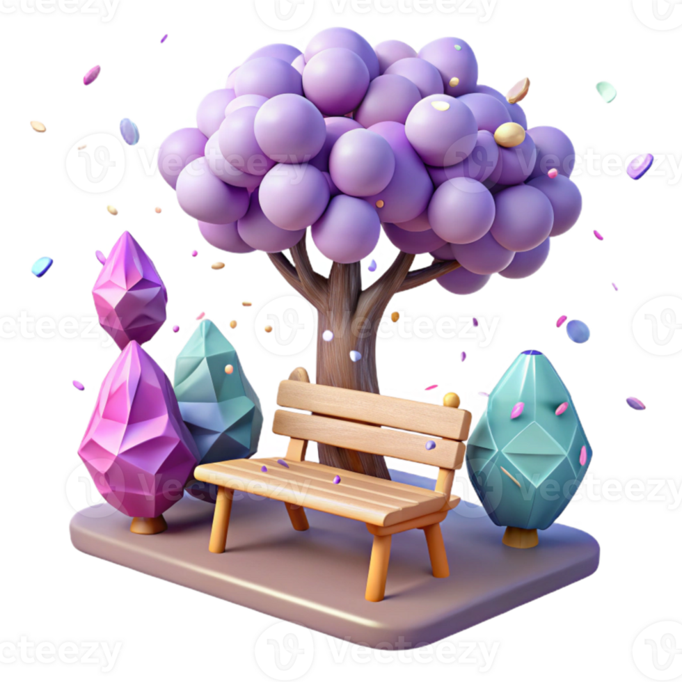 wonderful contemporary Park Bench Under Tree Shade Isolated for Relaxing Scene high resolution png