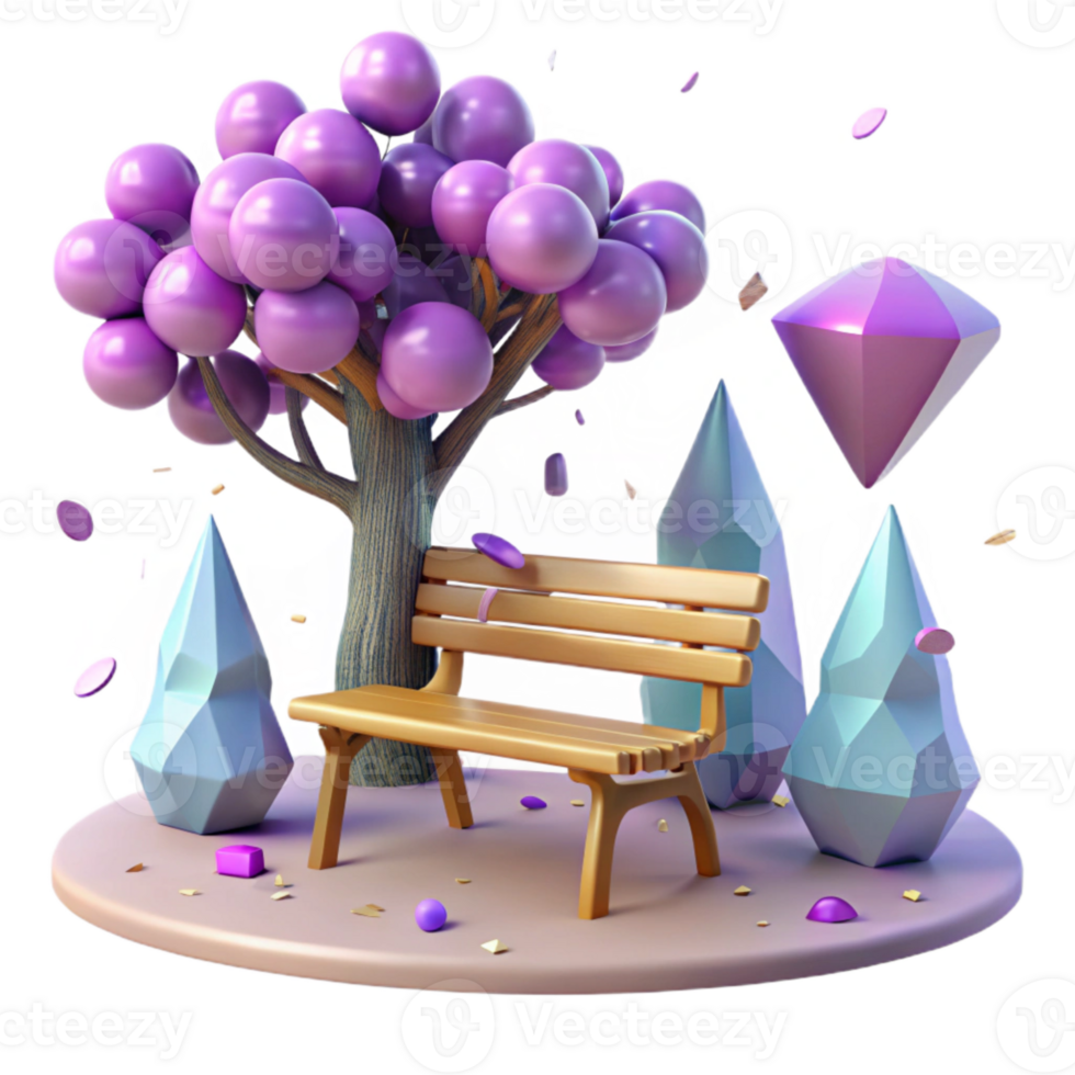 extraordinary classic Park Bench Under Tree Shade Isolated for Relaxing Scene original png
