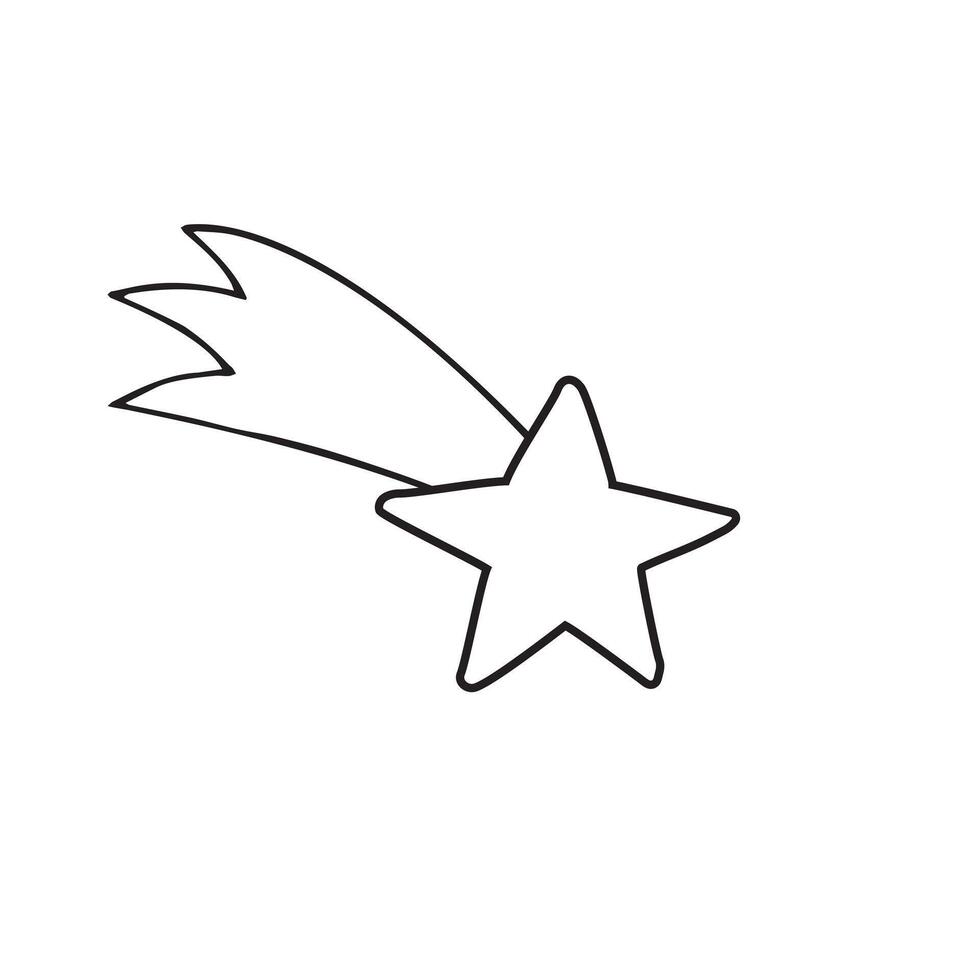 Hand drawn doodle sketch flying star isolated vector