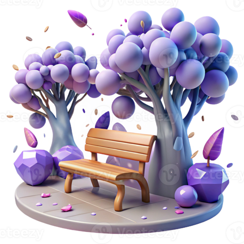 extraordinary abstract Park Bench Under Tree Shade Isolated for Relaxing Scene high quality png
