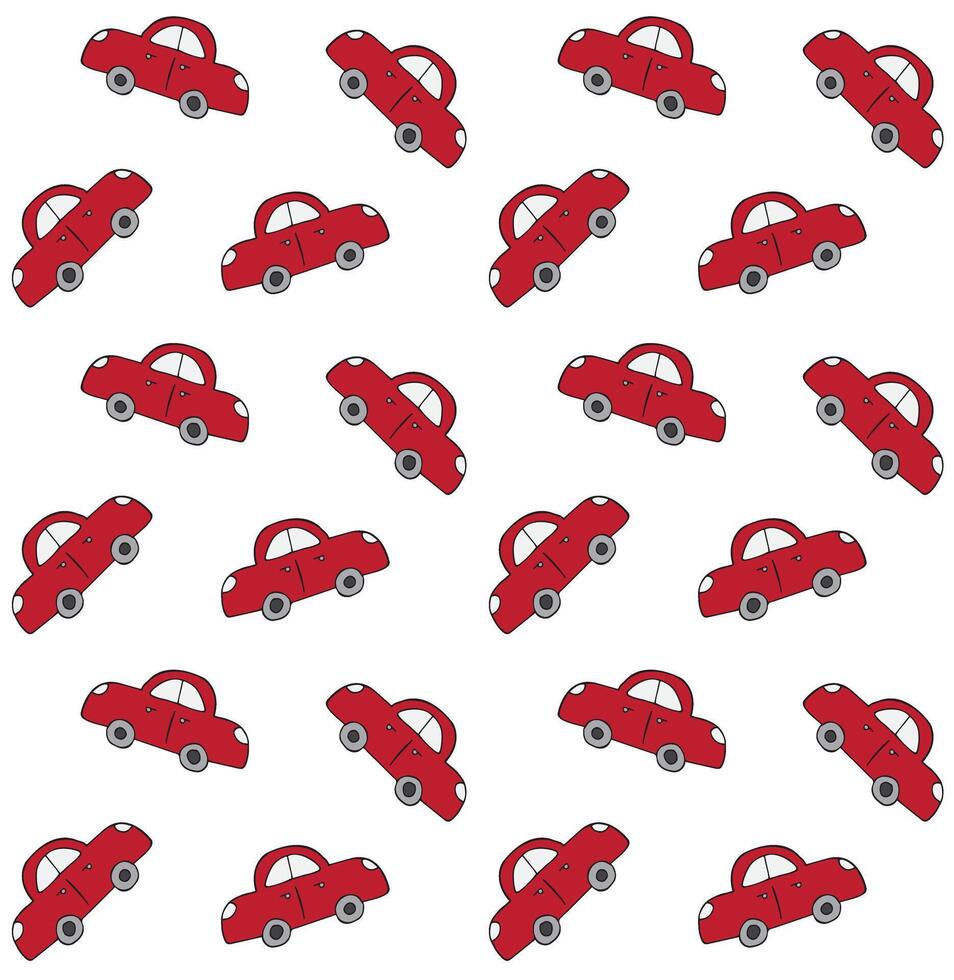 Seamless pattern of red hand drawn doodle sketch car isolated on white background vector