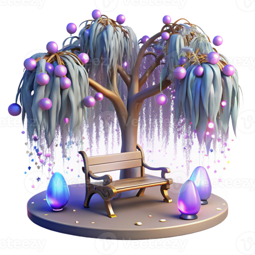 wonderful abstract Park Bench Under Willow Tree Transparent for Romantic Setting png