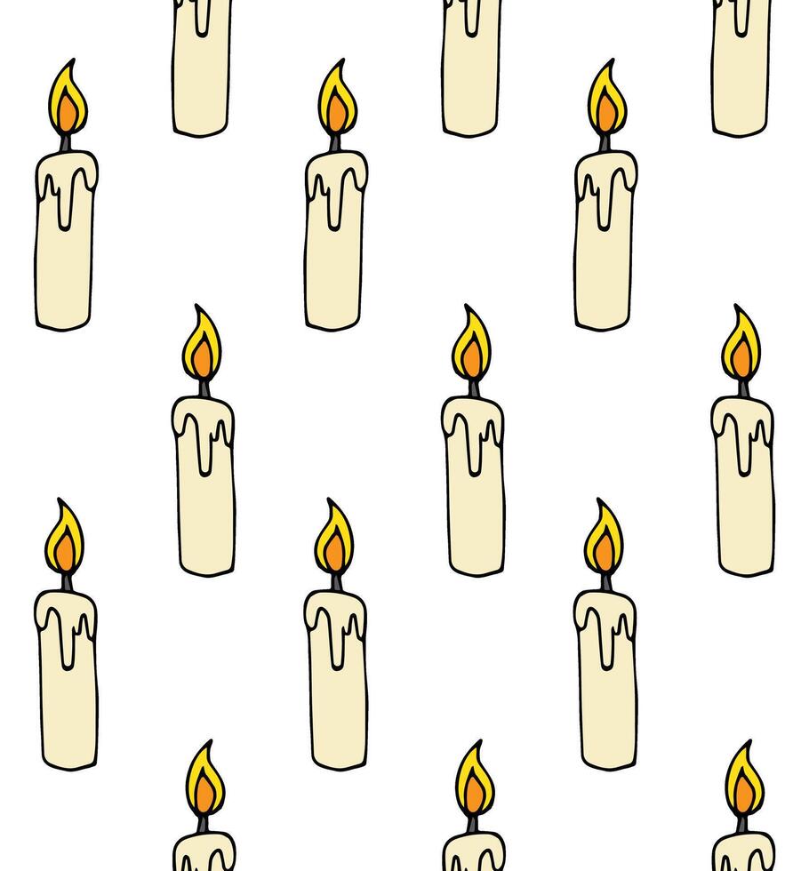 Seamless pattern of hand drawn doodle sketch candle isolated on white background vector