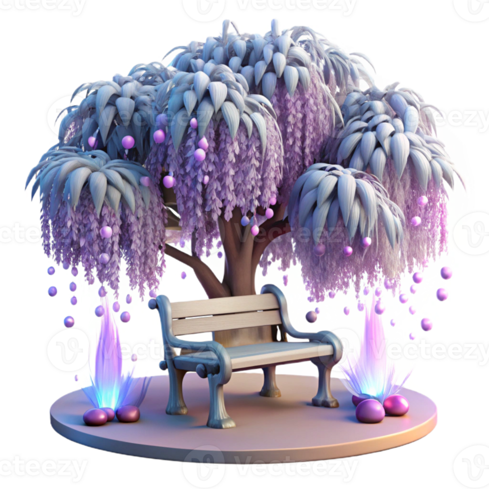 impressive abstract Park Bench Under Willow Tree Transparent for Romantic Setting authentic png