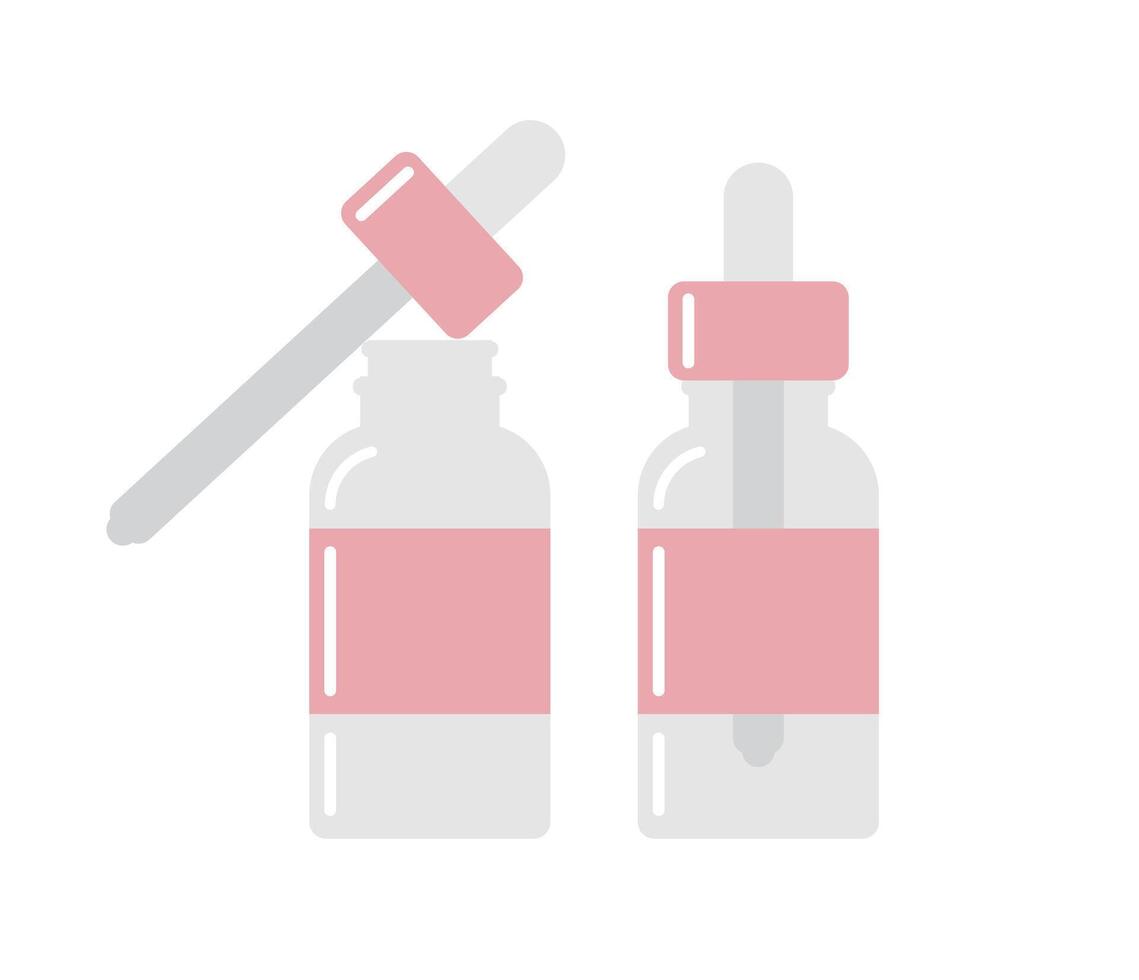 Flat cartoon color oil essence bottle isolated on white background vector