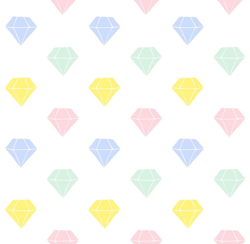 Seamless pattern of hand drawn sketch diamond isolated on white background vector