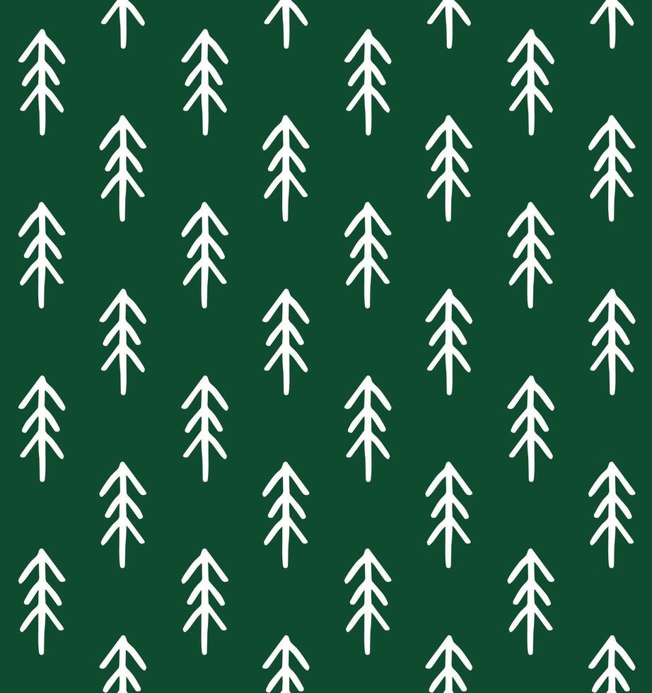 Hand drawn doodle spruce tree isolated on green background vector