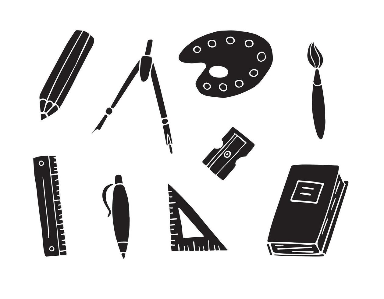 Set bundle of hand drawn doodle sketch school office chancellery on white background vector