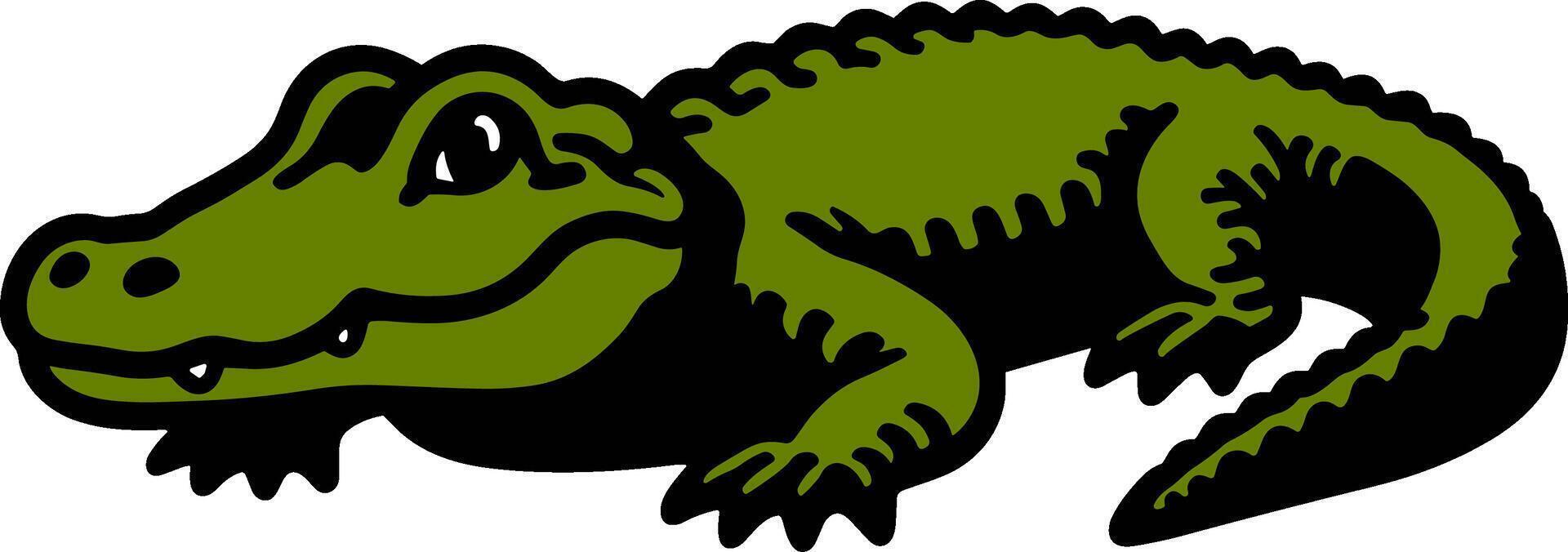 Cute Cartoon Alligator Lying Down vector
