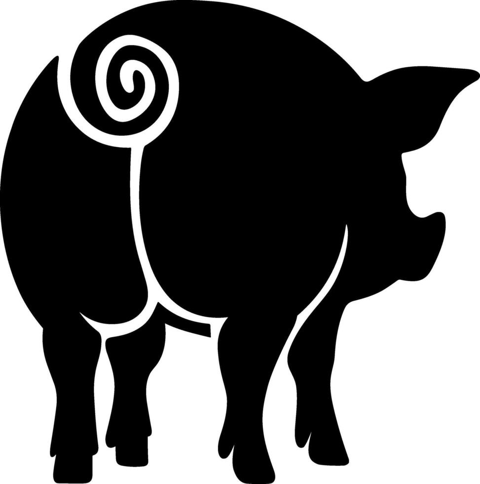 Funny Pig Butt Silhouette, Farm Animal Illustration vector