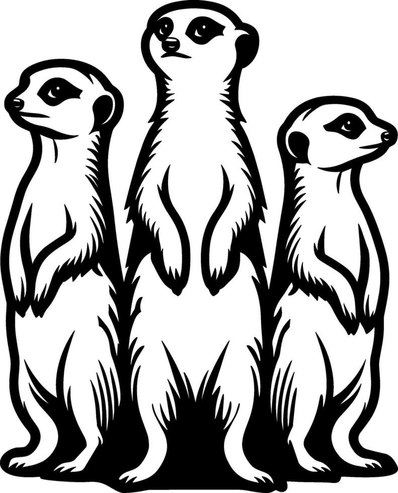 Meerkat Trio Standing on Lookout vector