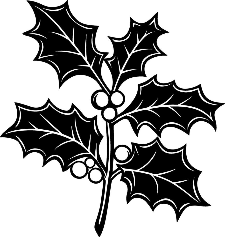Holly Birth Flower, December Floral Silhouette vector