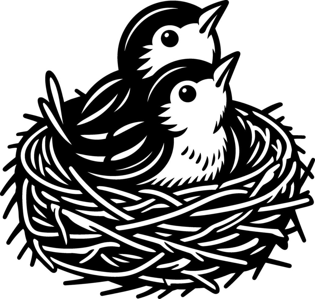 Birds in nest clipart vector