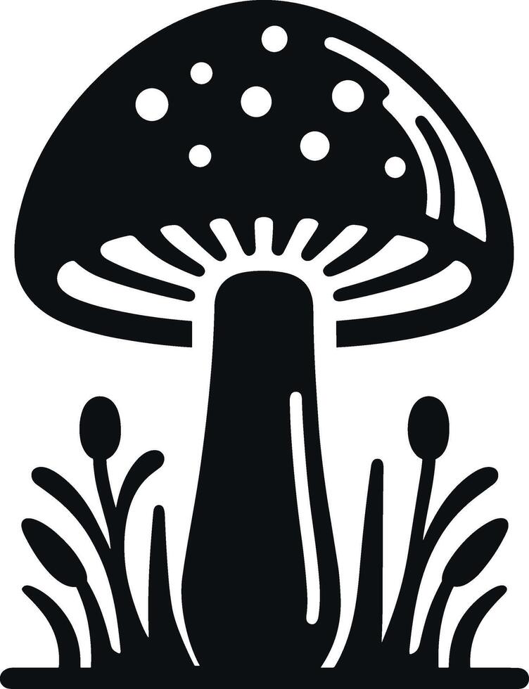 Mushroom Silhouette, Forest Toadstool Illustration vector
