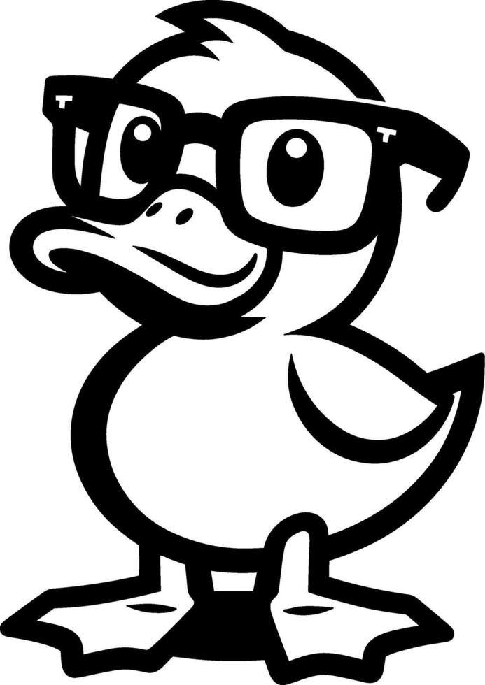 Nerdy Duck with Glasses Silhouette Illustration vector