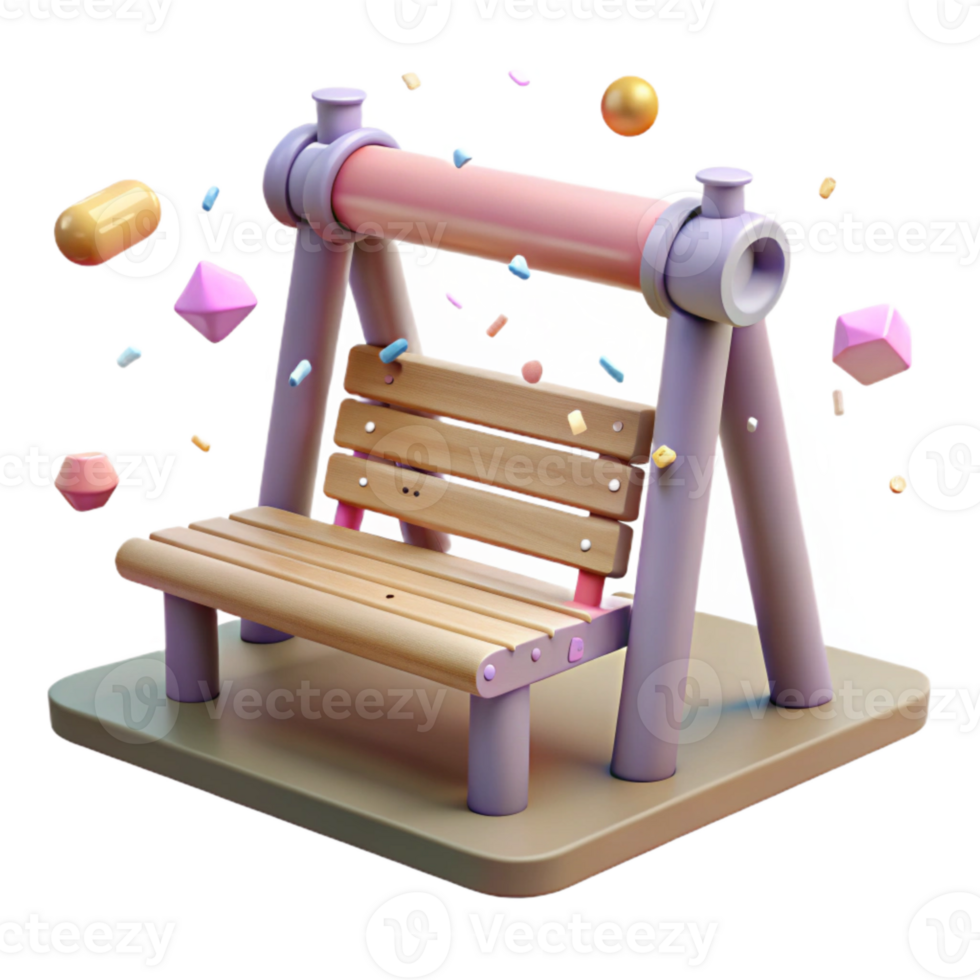 vibrant abstract Park Bench with Climbing Frame Transparent for Playground Design premium png