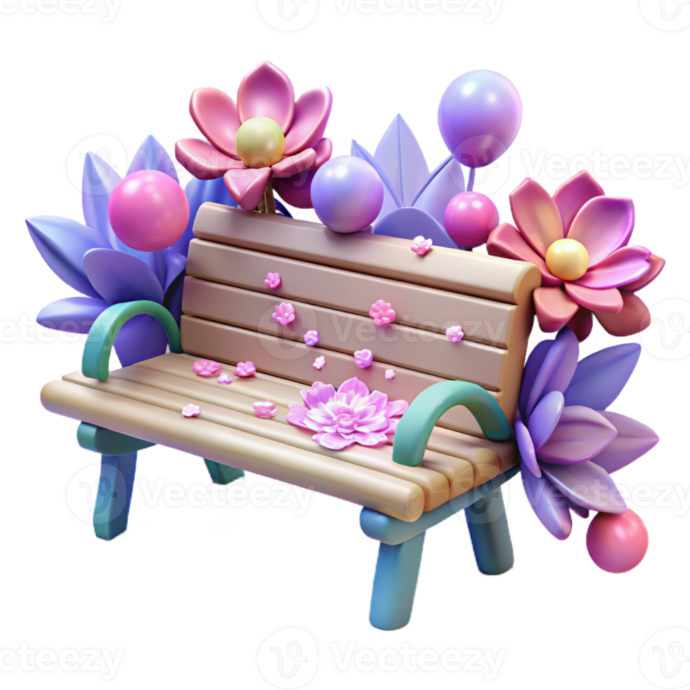 stunning creative Park Bench with Flowers Around Transparent for Spring Design professional png