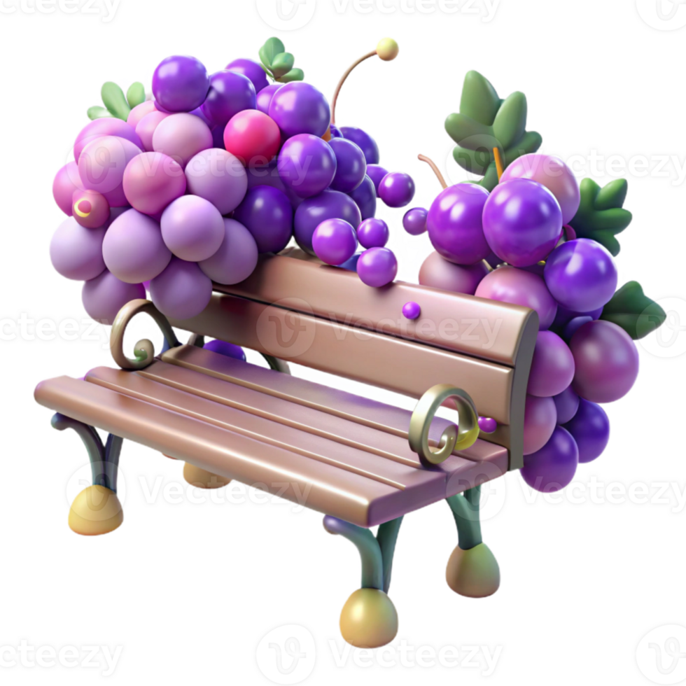 serene contemporary Park Bench with Grape Vines Cutout for Vineyard Setting exclusive png
