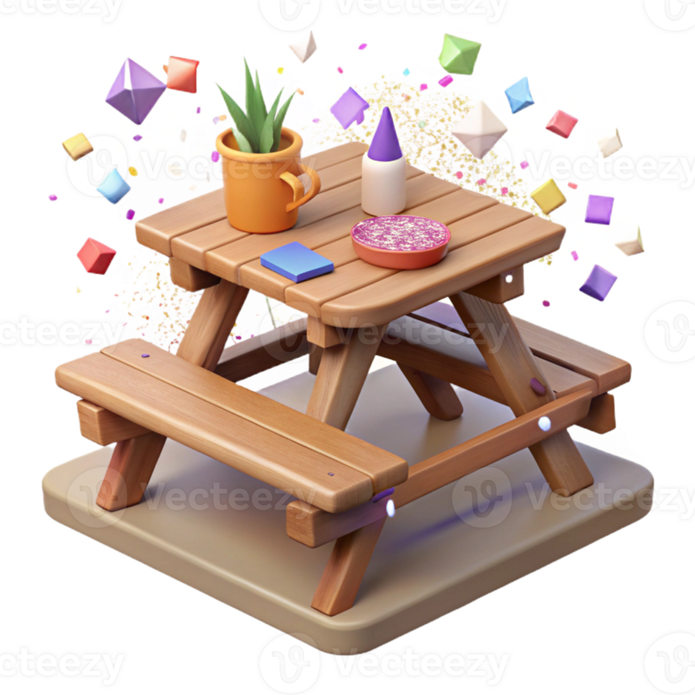 elegant traditional Park Bench with Picnic Basket Cutout for Outdoor Dining png