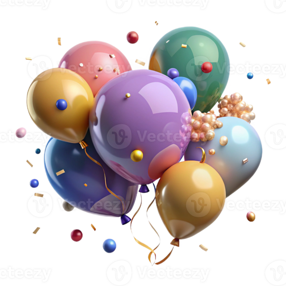 stunning traditional Party Balloons Confetti Overlay Isolated for Festive Touch authentic png