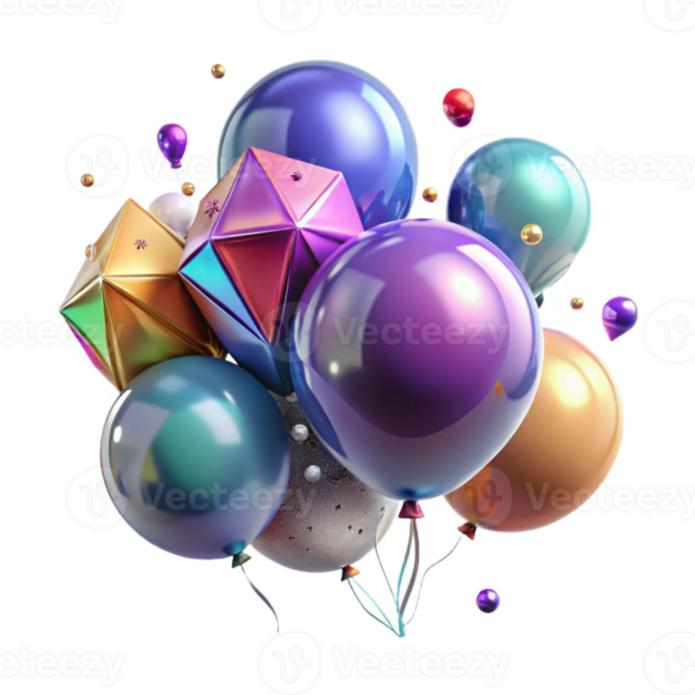 magnificent traditional Party Balloons Glowing Effect Cutout for Magical Look professional png