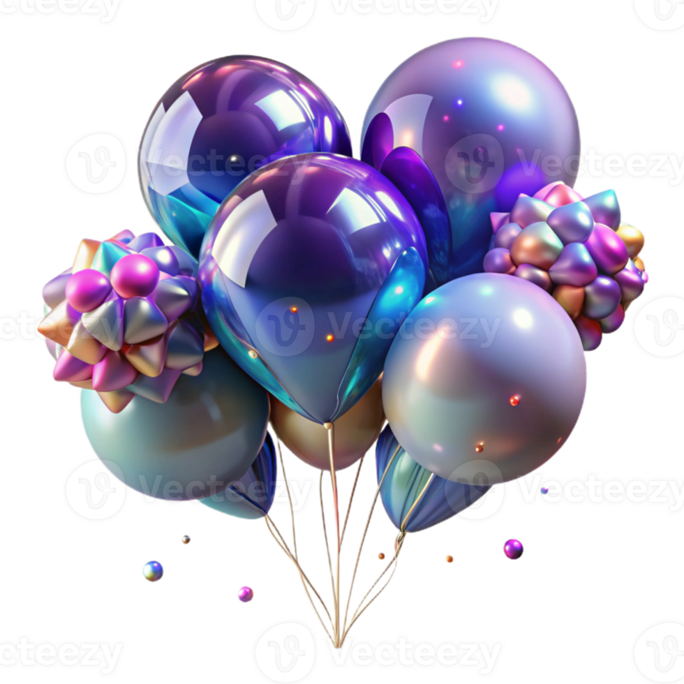 wonderful creative Party Balloons Glowing Effect Cutout for Magical Look detailed png