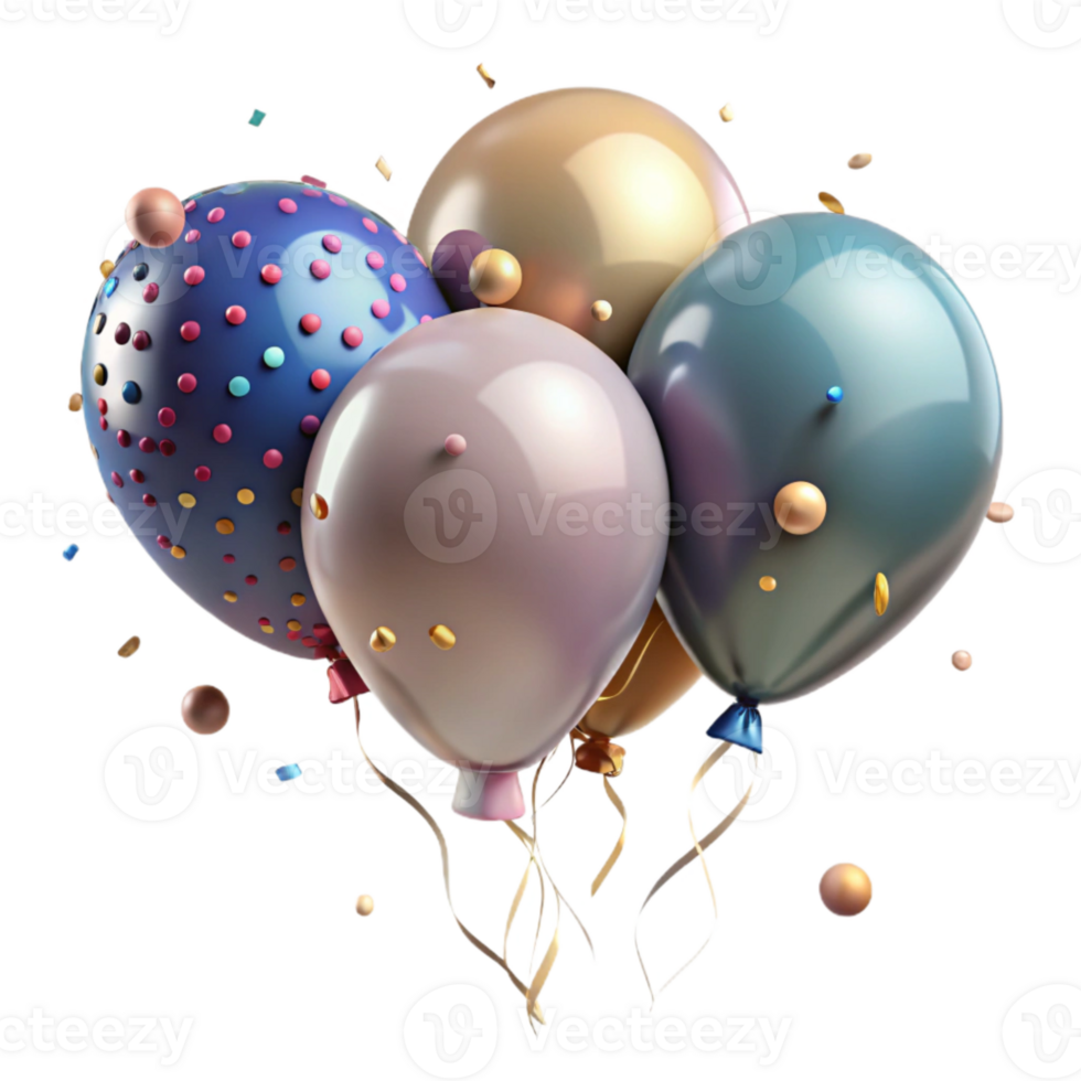 wonderful abstract Party Balloons with Confetti Isolated for Celebration Graphics high resolution png
