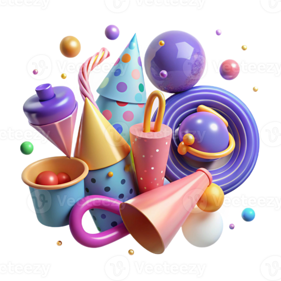 magnificent modern Party Blowers Colorful Birthday Fun Transparent high quality png