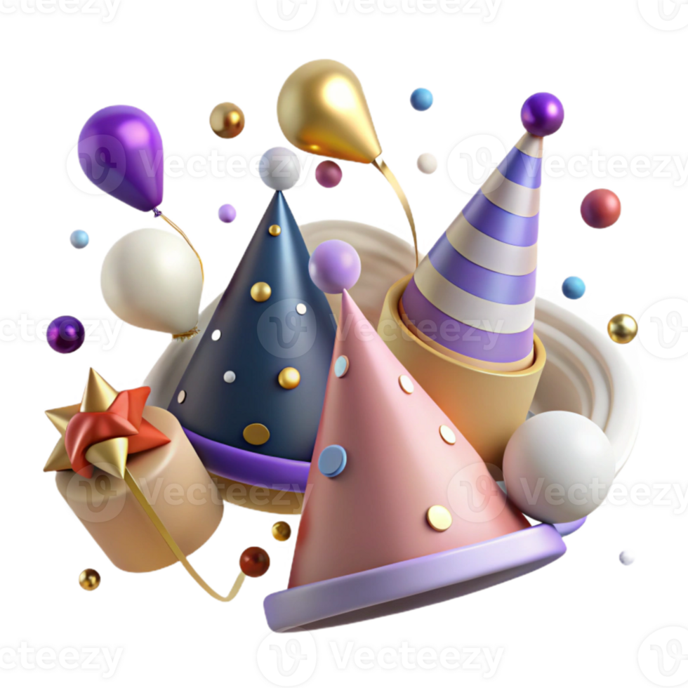 dramatic rustic Party Hats Collection Isolated for Birthday Parties genuine png