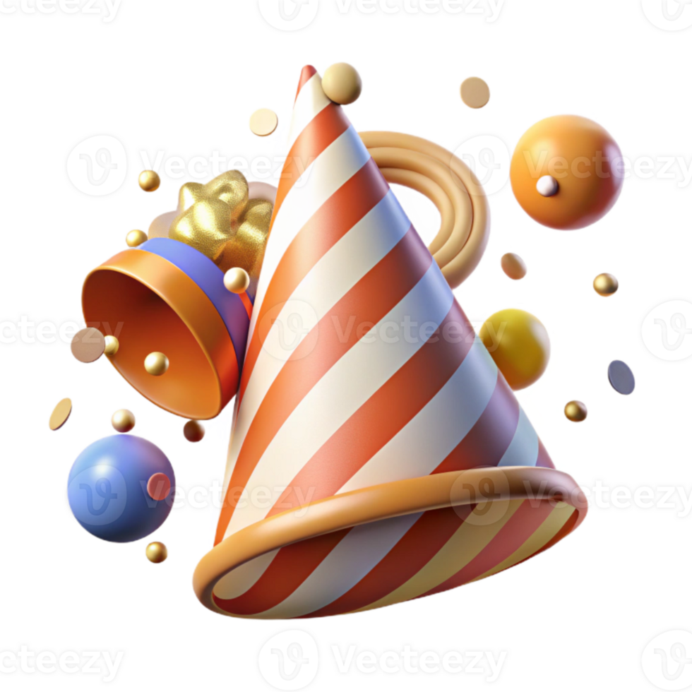 magnificent vintage Party Hat Striped Birthday Decoration Isolated professional png