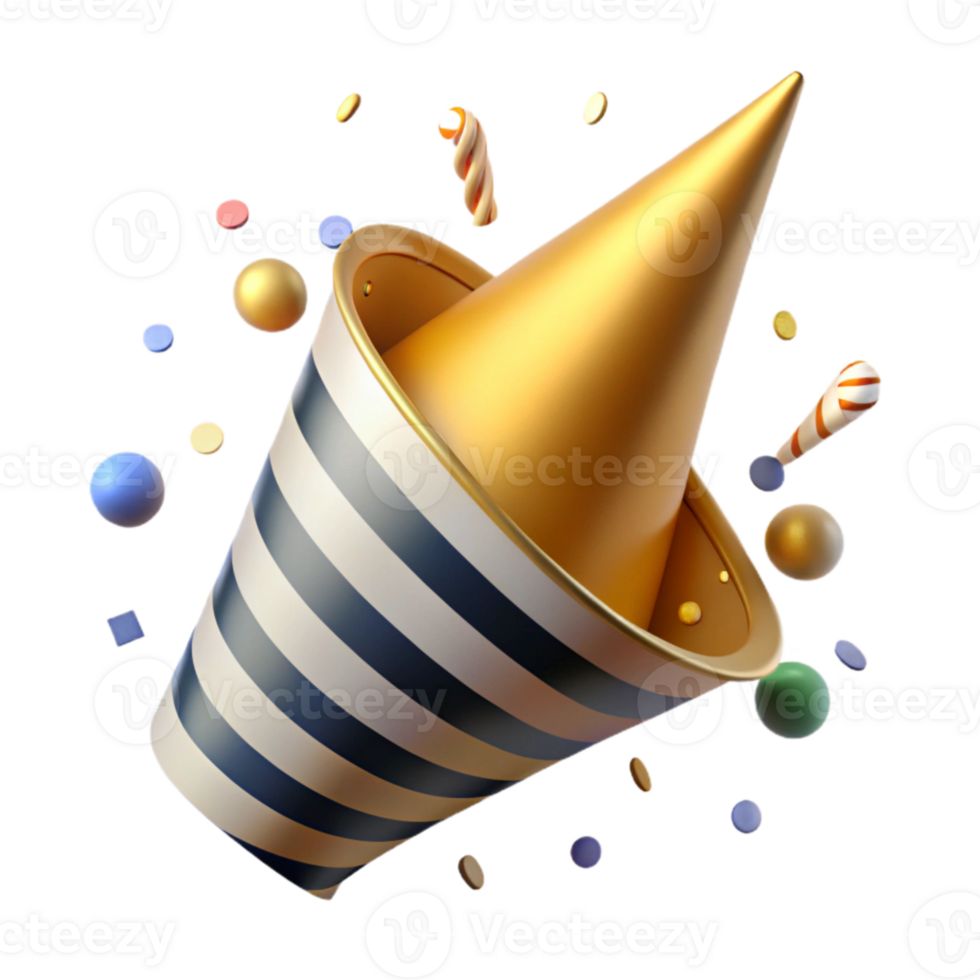 vibrant modern Party Hat Striped Cone Cutout for Birthday Designs exclusive png