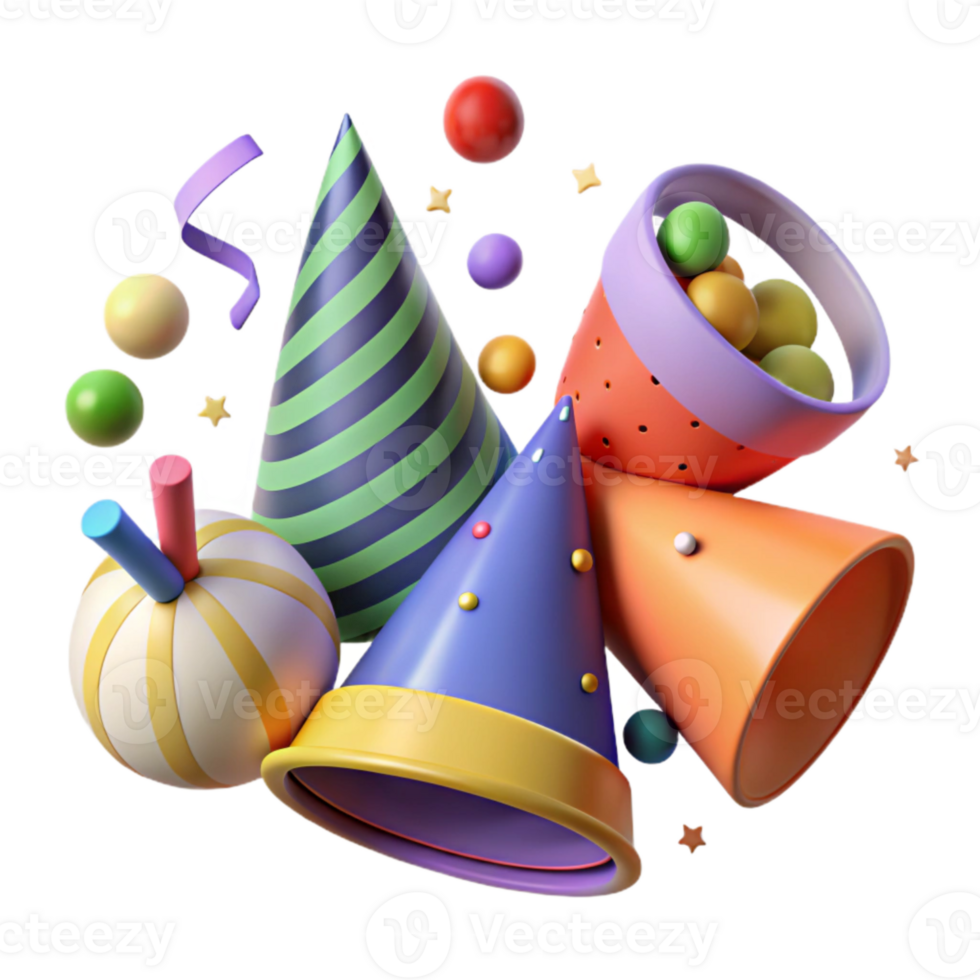 beautiful rustic Party Hats Cone Shaped Colorful Assortment Transparent high quality png