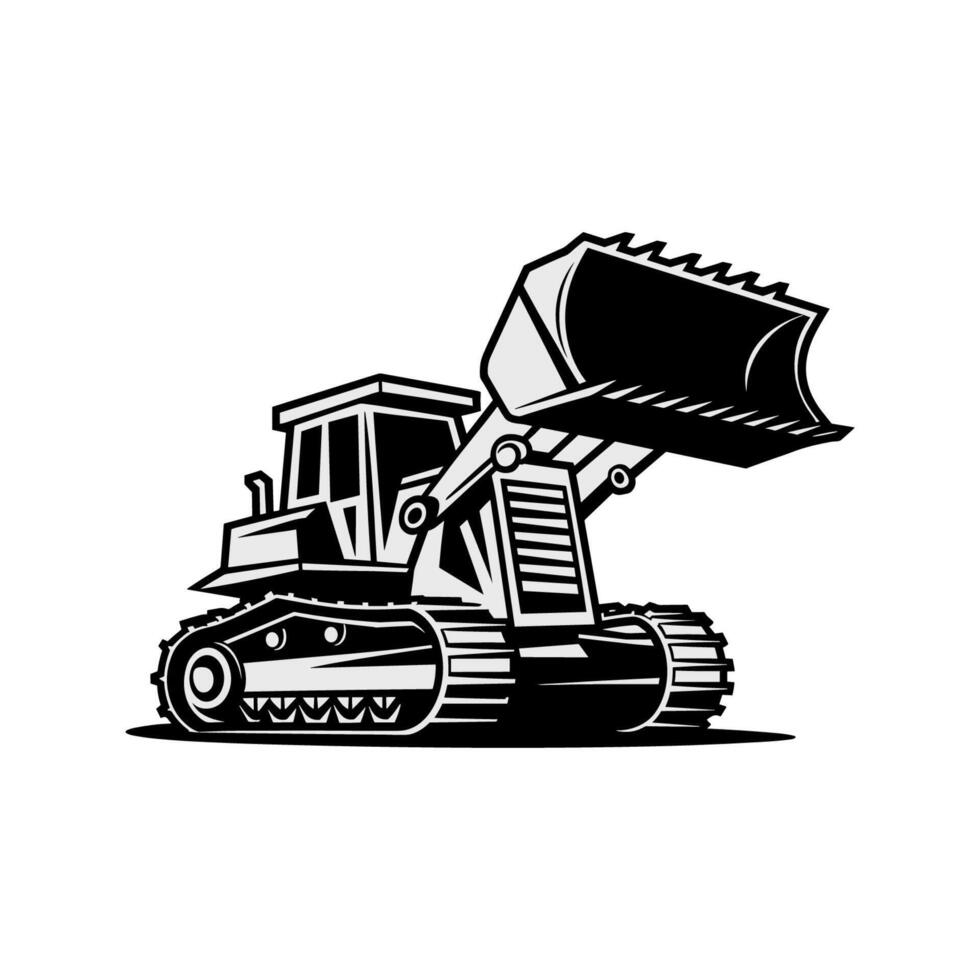 Illustration of a Bulldozer with Raised Blade vector