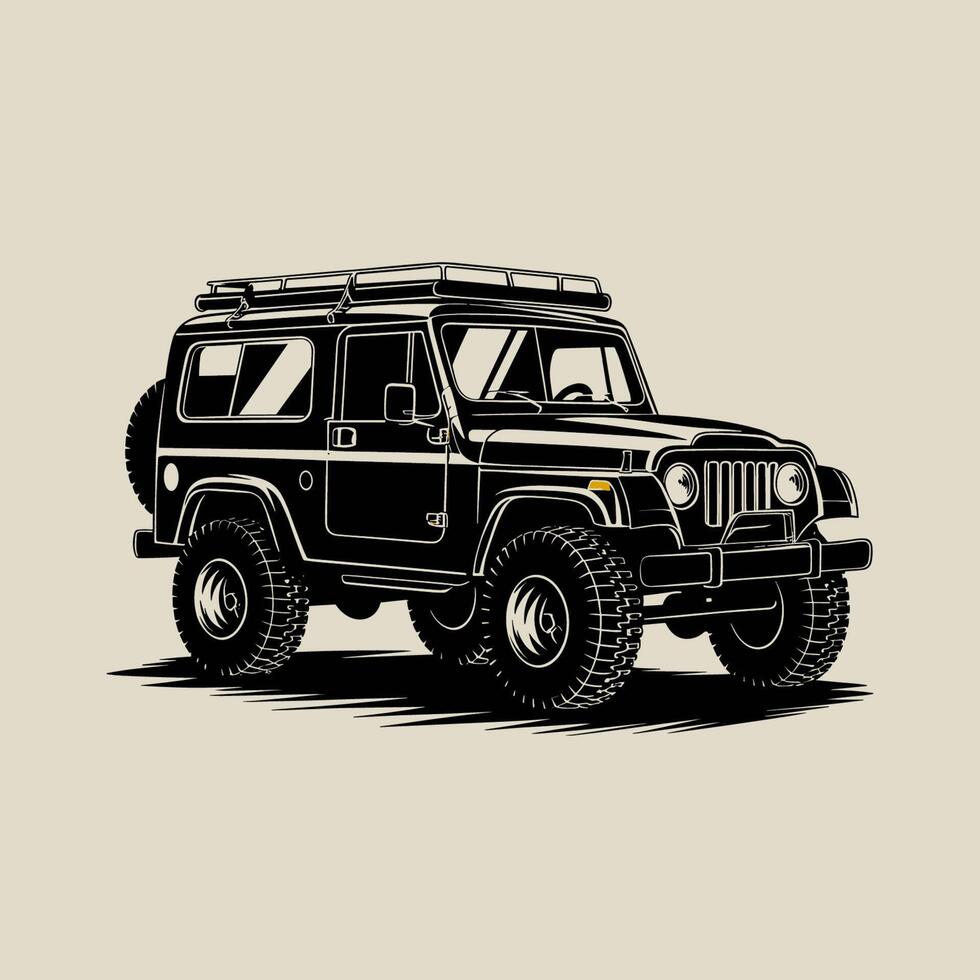 Illustration of a Vintage Off Road SUV vector