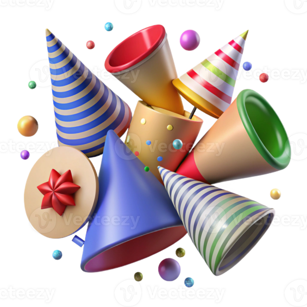 wonderful modern Party Hats Cone Shaped Colorful Assortment Transparent high resolution png