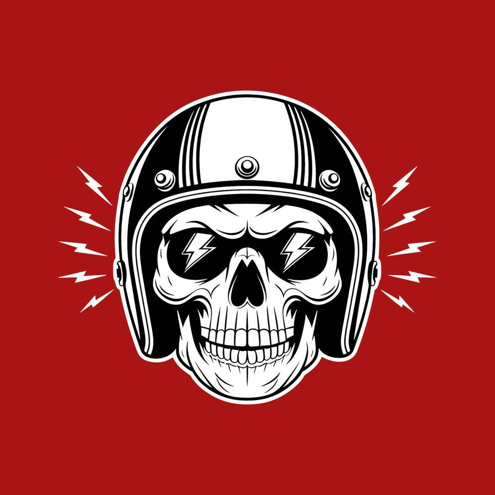 Skull in a motorcycle helmet illustration vector